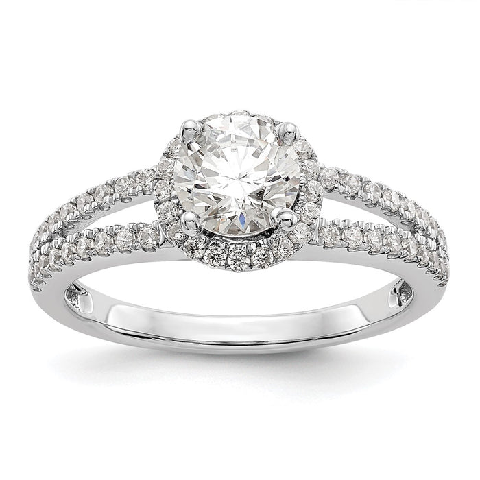 Buy 14K White Gold Halo Engagement Ring, 3/4 Carat Semi-Mount, Stylish Value-1