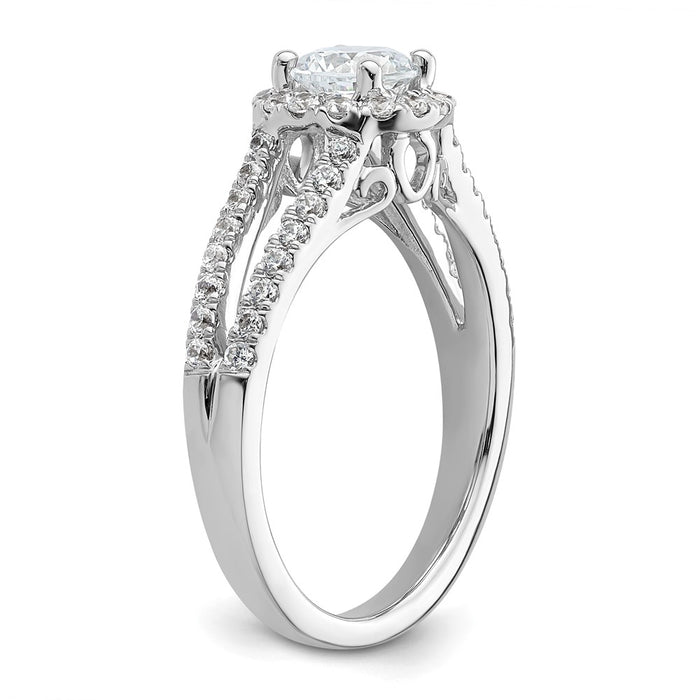 Buy Stylish 14K White Gold Halo Engagement Ring for 1/2 Carat Diamond, 5.1mm-6