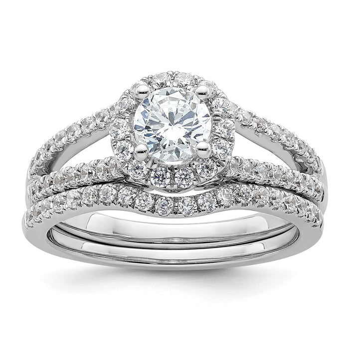 Buy Stylish 14K White Gold Halo Engagement Ring for 1/2 Carat Diamond, 5.1mm-7