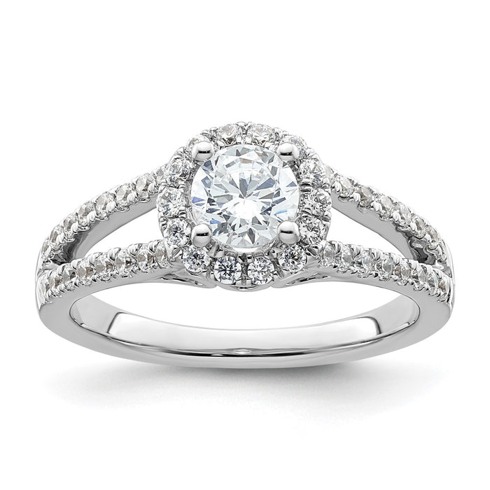 Buy Stylish 14K White Gold Halo Engagement Ring for 1/2 Carat Diamond, 5.1mm-1