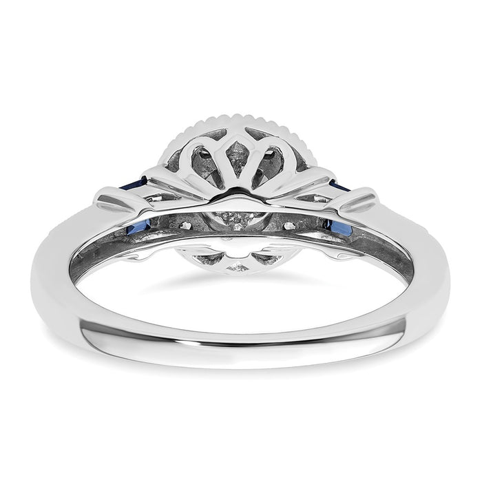 Buy 14K White Gold Halo Engagement Ring, 1/5 Carat Diamonds & Sapphires, Stylish Design for 3/8 Carat Center Stone-5