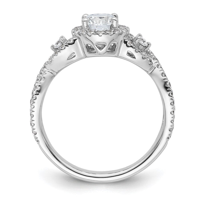 Exclusive 14K White Gold Halo Engagement Ring, Accommodates 1/2 Carat Stone-2