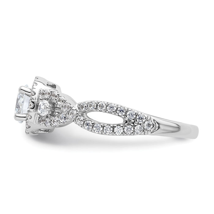 Exclusive 14K White Gold Halo Engagement Ring, Accommodates 1/2 Carat Stone-3