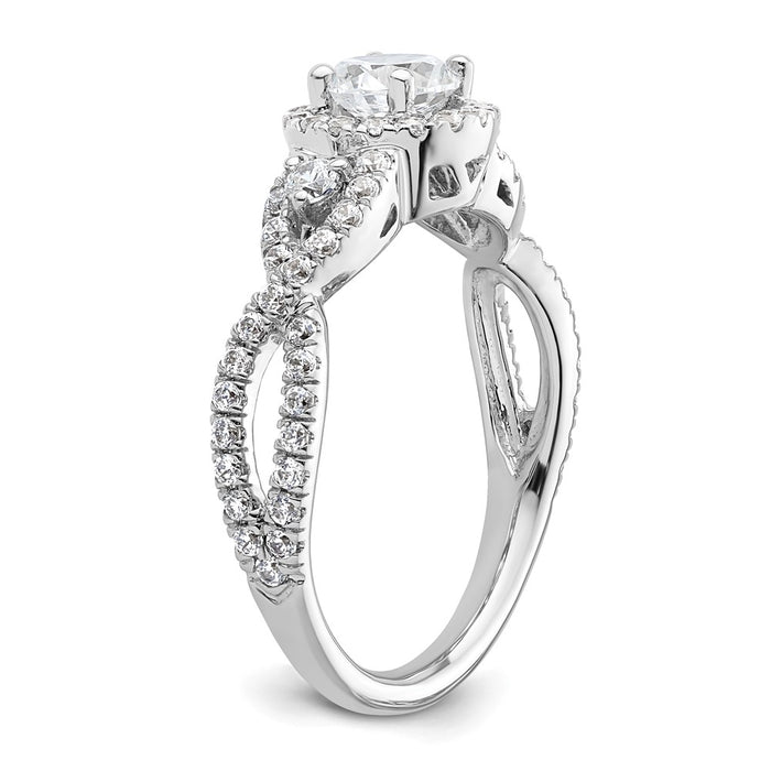 Exclusive 14K White Gold Halo Engagement Ring, Accommodates 1/2 Carat Stone-6