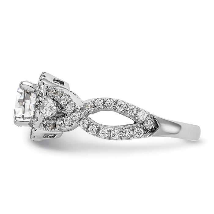 Exclusive 14K White Gold Halo Engagement Ring for 1 Carat Round Center-3