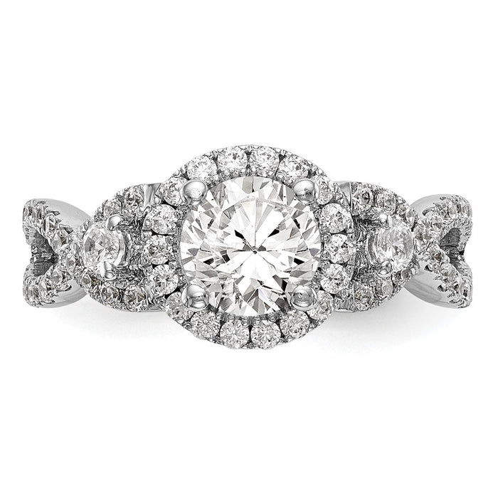 Exclusive 14K White Gold Halo Engagement Ring for 1 Carat Round Center-4