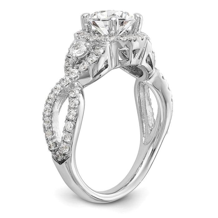Exclusive 14K White Gold Halo Engagement Ring for 1 Carat Round Center-6