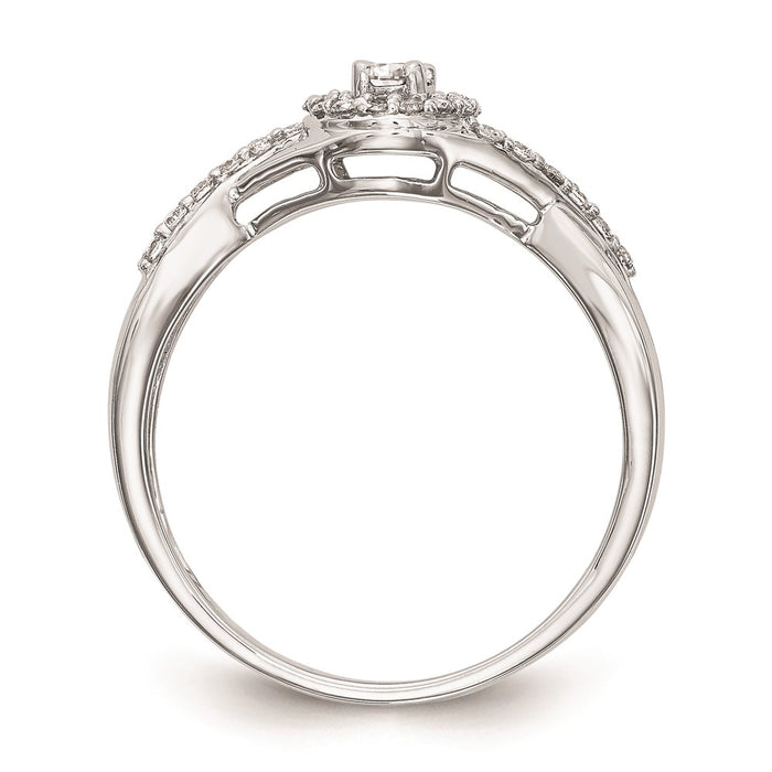 Exclusive 10K White Gold Halo Engagement Ring - 1/10 Carat Center Stone, Stylish 1/5 Carat Total Diamond Weight-2