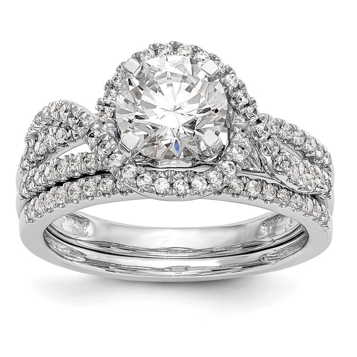 Buy Stylish 14K White Gold Halo Engagement Ring with 1/3 Carat Diamond-7