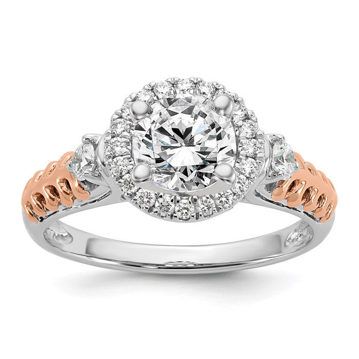 Buy Exclusive 14K Two-Tone Halo Engagement Ring Semi-Mount with 1/4 Carat Diamond-7