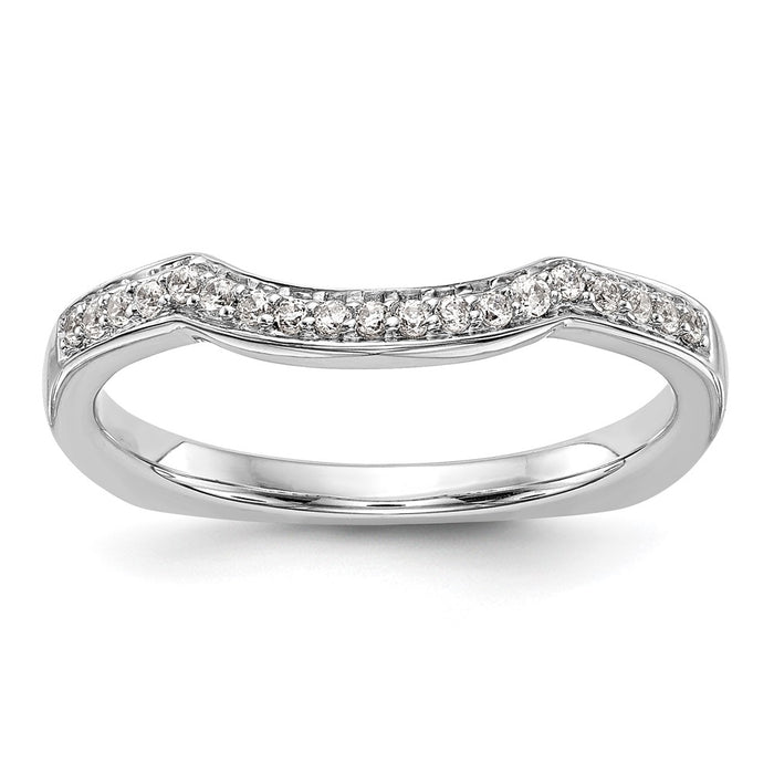 High-Quality 14K White Gold Contoured Wedding Band, 1/10 Carat Diamond - Stylish Value-1