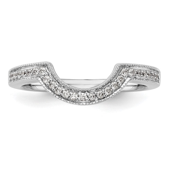 Buy Stylish 14K White Gold Contoured Wedding Band with 1/8 Carat Diamonds-4