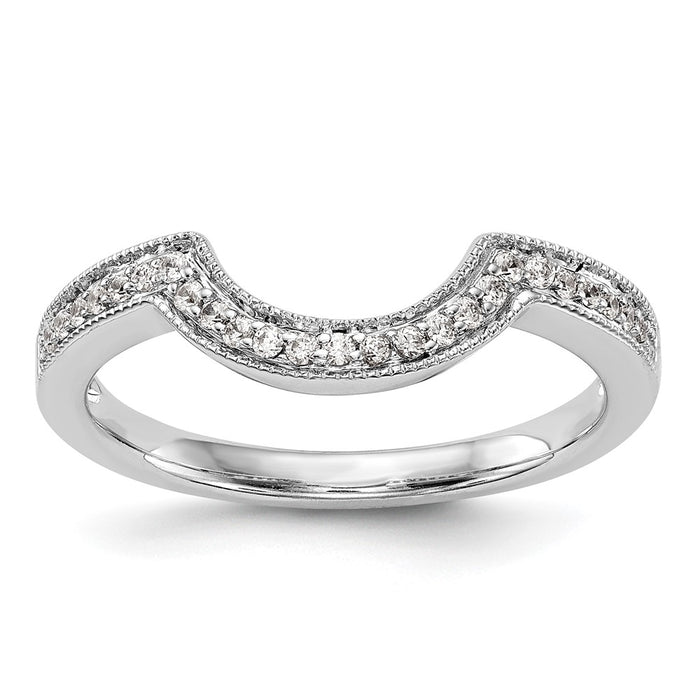 Buy Stylish 14K White Gold Contoured Wedding Band with 1/8 Carat Diamonds-1