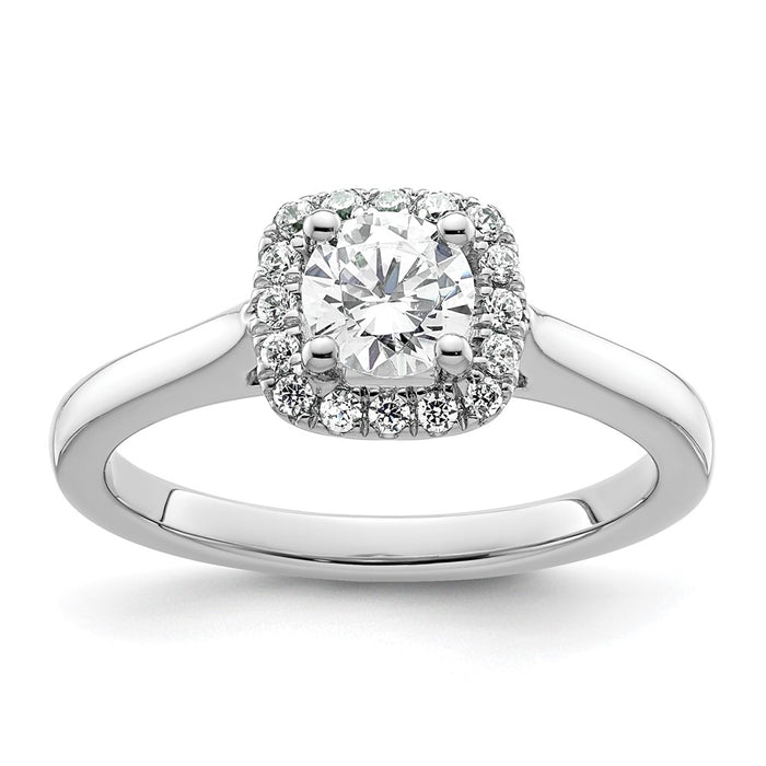 Exclusive 14K White Gold Halo Semi-Mount Engagement Ring for 1/2 Carat-1