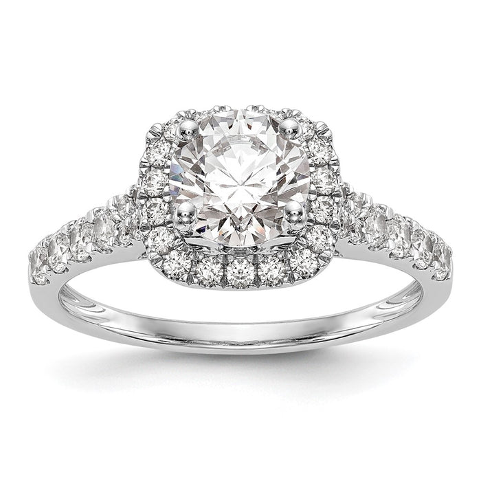 High-Quality 14K White Gold Halo Semi-Mount Engagement Ring, 1/2 Carat Diamond, Stylish Value-1