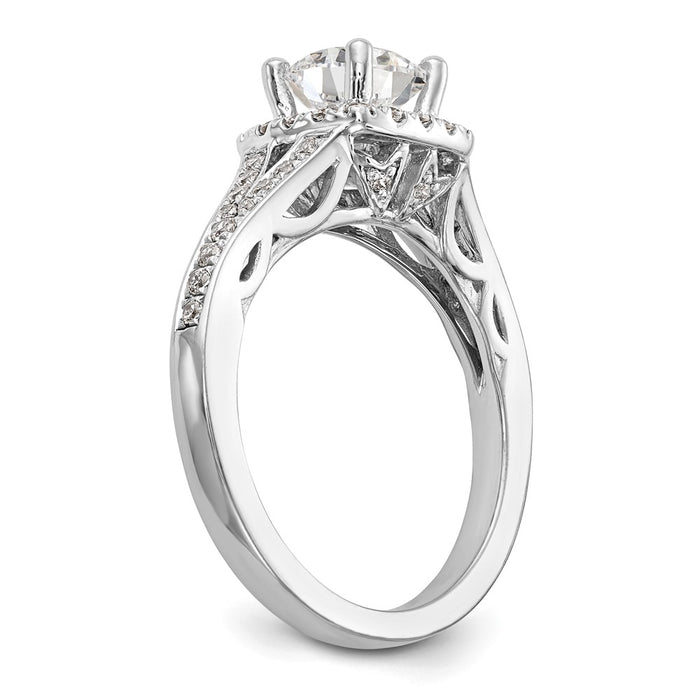 High-Quality 14K White Gold Halo Semi-Mount Engagement Ring for 1 Carat-6