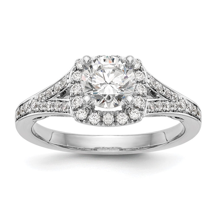 High-Quality 14K White Gold Halo Semi-Mount Engagement Ring for 1 Carat-1