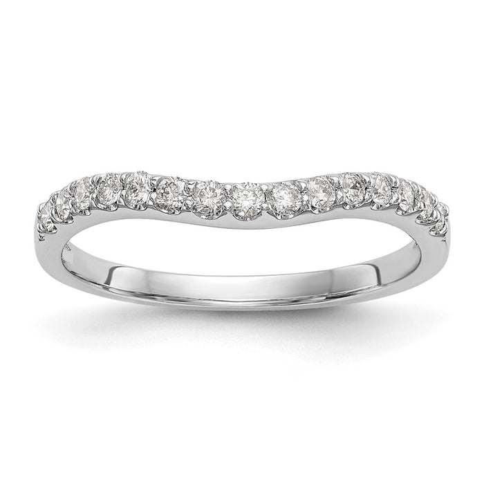 Buy Exclusive 14K White Gold Contoured Wedding Band with 1/4 Carat Diamond - Stylish!-1