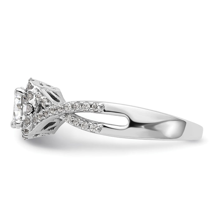 High-Quality 14K White Gold Halo Engagement Ring for 1/2 Carat Center - Stylish Value!-3