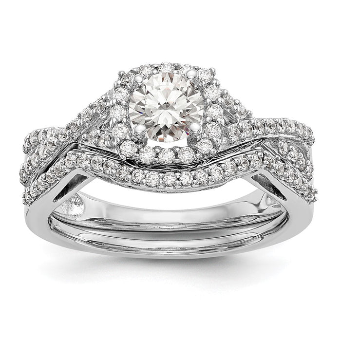 High-Quality 14K White Gold Halo Engagement Ring for 1/2 Carat Center - Stylish Value!-7