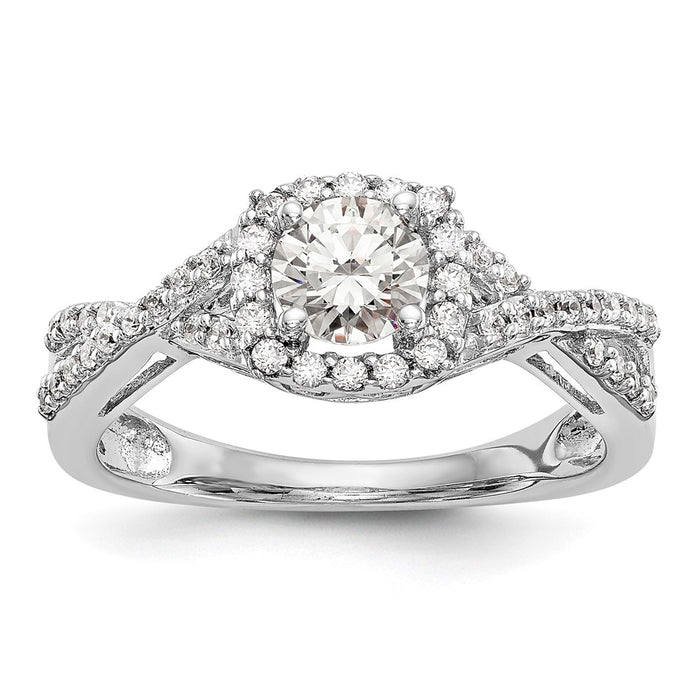 High-Quality 14K White Gold Halo Engagement Ring for 1/2 Carat Center - Stylish Value!-1