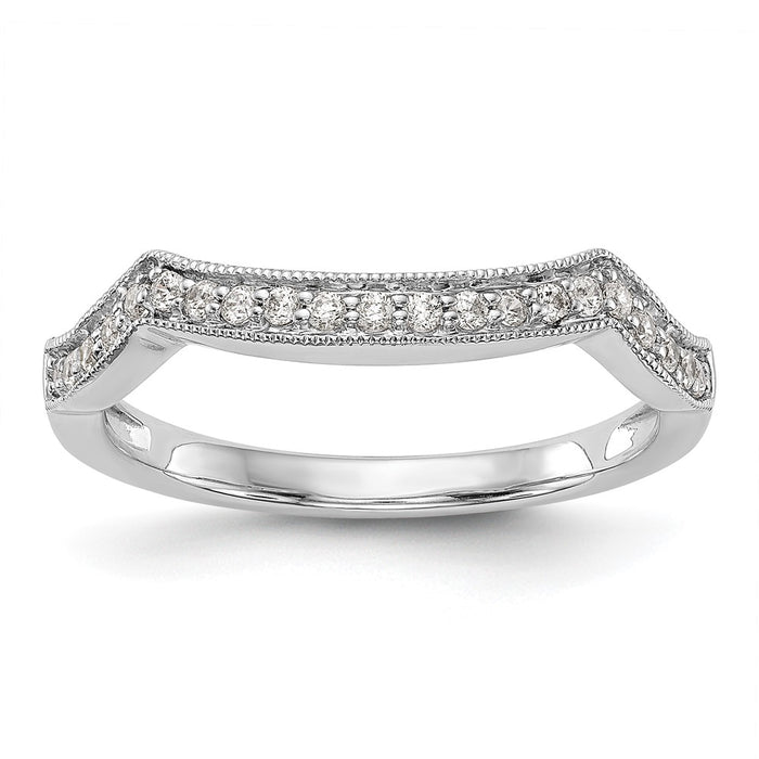 Exclusive 14K White Gold Wedding Band with 1/6 Carat Diamond Accents-1