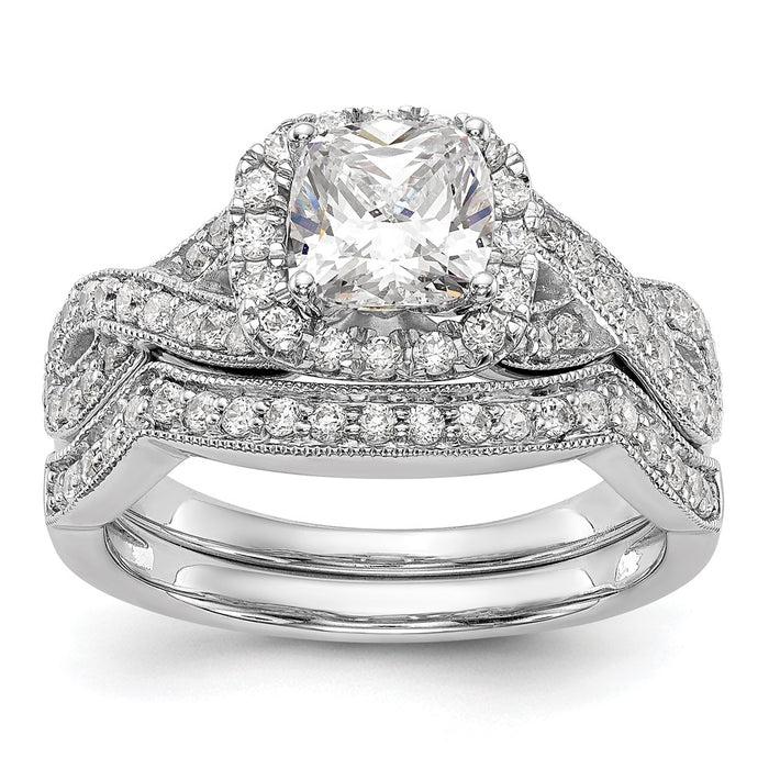 Buy Exclusive 14K White Gold Halo Engagement Ring, 1 Carat Cushion Center-7