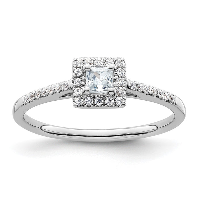 Buy Exclusive 14K White Gold Halo Engagement Ring - 1/4 Carat Princess Center-1