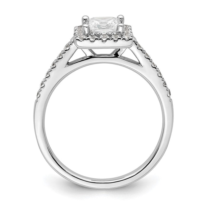 Buy Stylish 14K White Gold Halo Engagement Ring | 3/4 Carat Princess Center-2