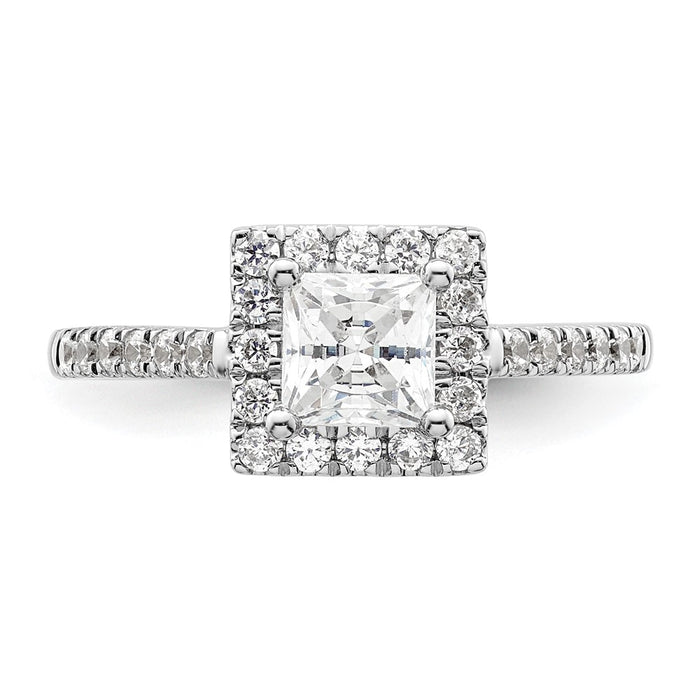 Buy Stylish 14K White Gold Halo Engagement Ring | 3/4 Carat Princess Center-4