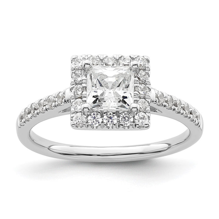 Buy Stylish 14K White Gold Halo Engagement Ring | 3/4 Carat Princess Center-1