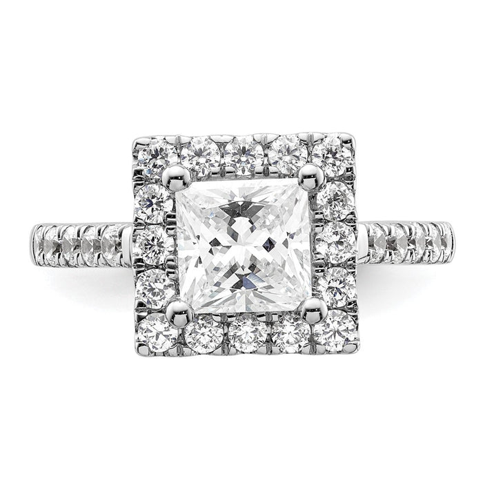 High-Quality 14K White Gold Halo Semi-Mount Engagement Ring for 1.5 Carat, Stylish Design with 3/4 Carat Diamonds-4