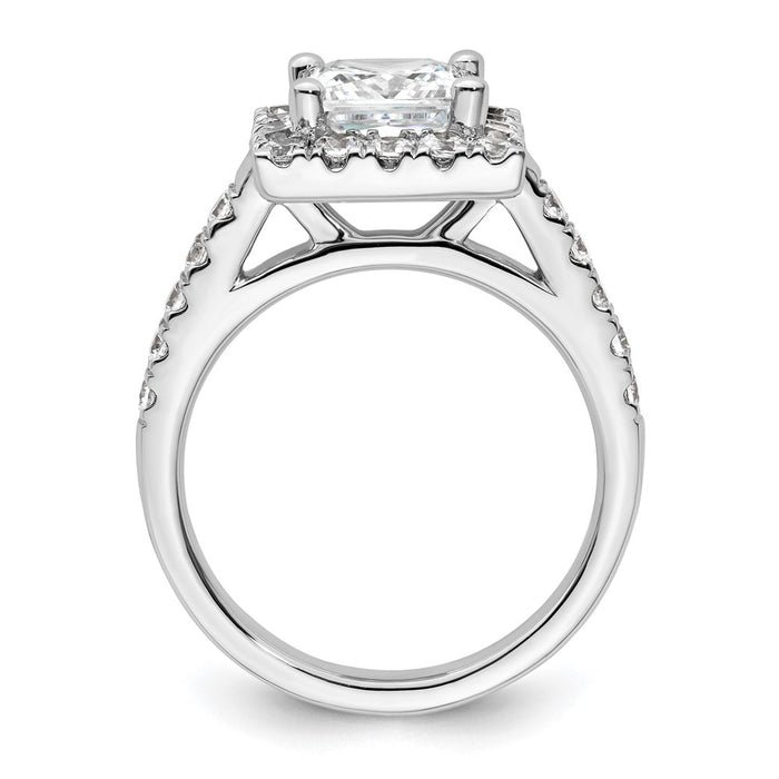 Buy 14K White Gold Halo Semi-Mount Engagement Ring for 1.75 Carat Center, Stylish Design with Diamond Accents-2