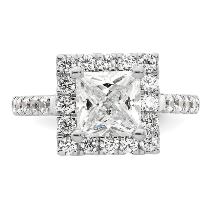 Buy 14K White Gold Halo Semi-Mount Engagement Ring for 1.75 Carat Center, Stylish Design with Diamond Accents-4