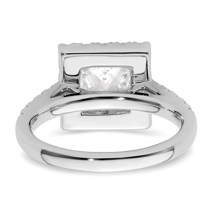 Buy 14K White Gold Halo Semi-Mount Engagement Ring for 1.75 Carat Center, Stylish Design with Diamond Accents-5