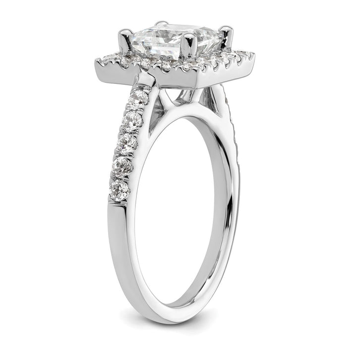 Buy 14K White Gold Halo Semi-Mount Engagement Ring for 1.75 Carat Center, Stylish Design with Diamond Accents-6