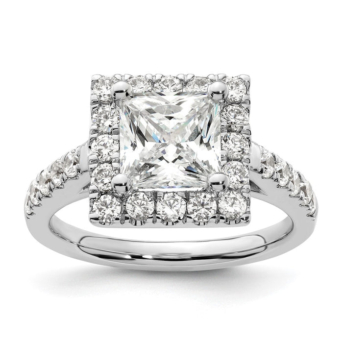 Buy 14K White Gold Halo Semi-Mount Engagement Ring for 1.75 Carat Center, Stylish Design with Diamond Accents-1