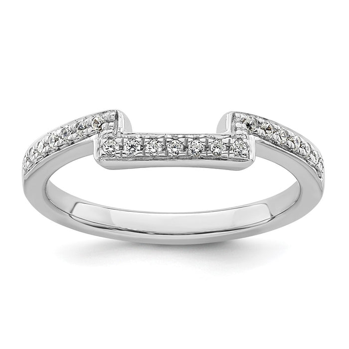 Buy Exclusive 14K White Gold Contoured Wedding Band with 1/8 Carat Diamonds-1