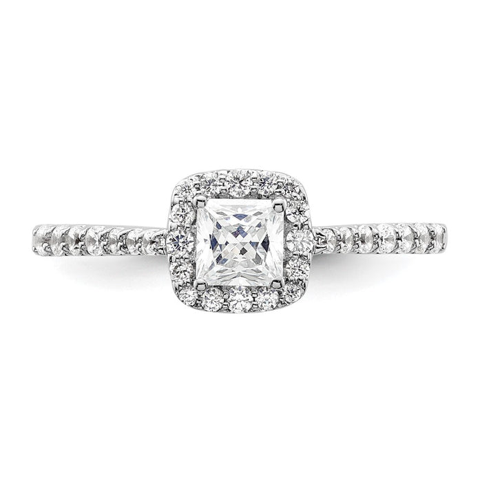 Exclusive 14K White Gold Halo Semi-Mount Engagement Ring for 1/2 Carat Diamond-4