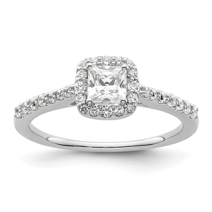 Exclusive 14K White Gold Halo Semi-Mount Engagement Ring for 1/2 Carat Diamond-1