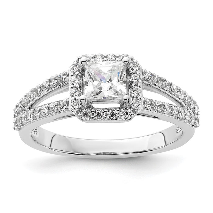 Buy Stylish 14K White Gold Halo Semi-Mount Engagement Ring for 1/2 Carat Stone-1
