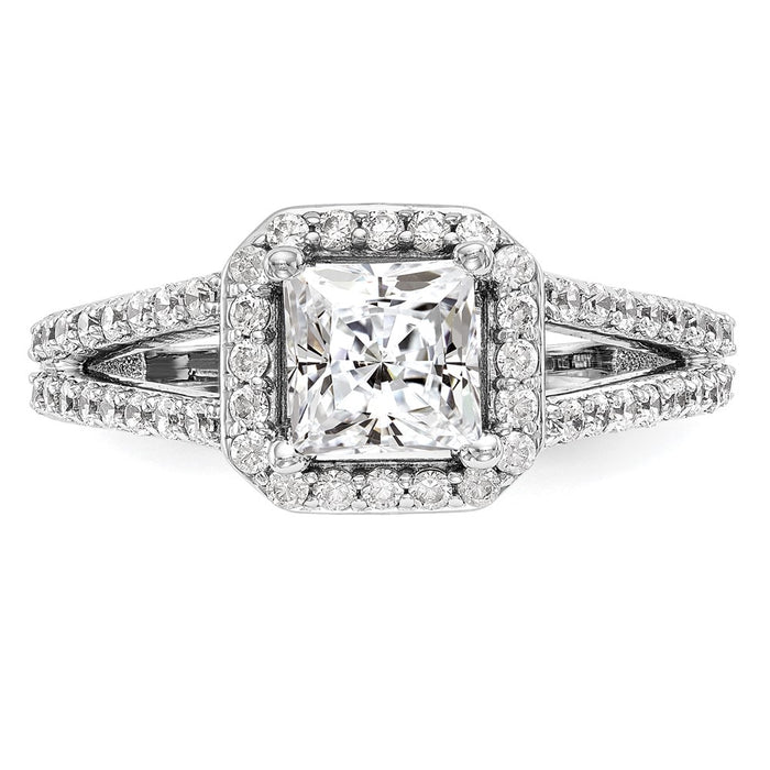 Buy Stylish 14K White Gold Halo Semi-Mount Engagement Ring for 1 Carat-4