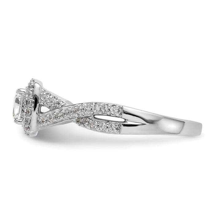 High-Quality 14K White Gold Halo Twist Engagement Ring for 1/3 Carat Stone-3