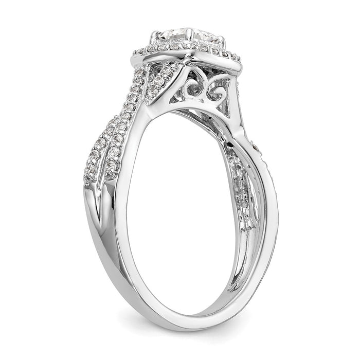 High-Quality 14K White Gold Halo Twist Engagement Ring for 1/3 Carat Stone-6