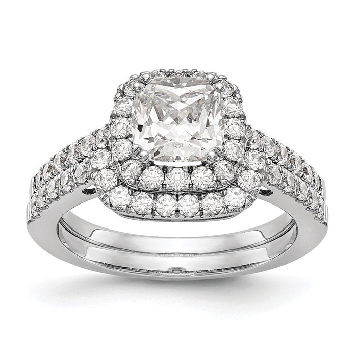 Exclusive 14K White Gold Halo Engagement Ring - 3/8 Carat Diamonds, 1 Carat Setting-7