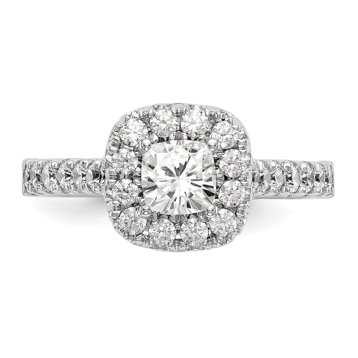 Exclusive 14K White Gold Halo Engagement Ring - 1/2 Carat Cushion, 3/4 Carat Total Weight-4
