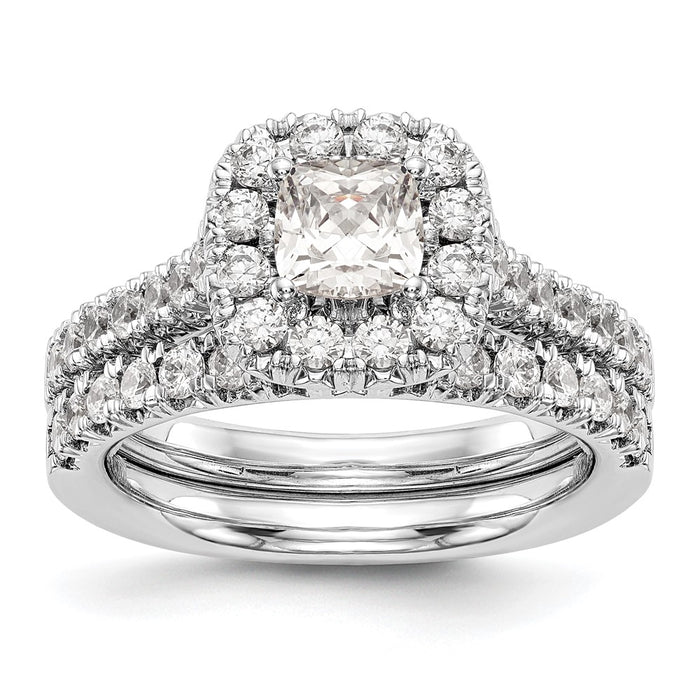 Exclusive 14K White Gold Halo Engagement Ring - 1/2 Carat Cushion, 3/4 Carat Total Weight-7