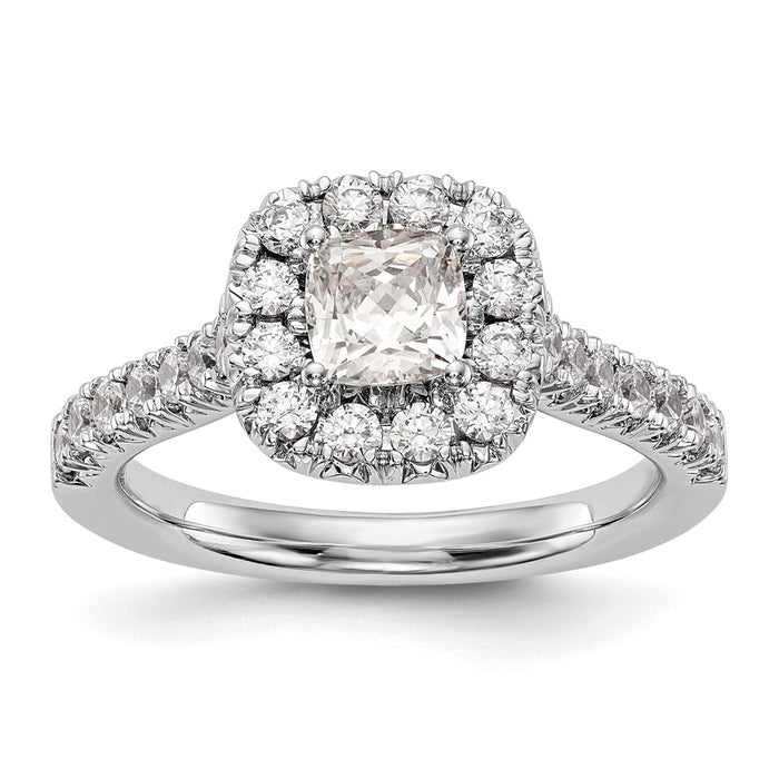 Exclusive 14K White Gold Halo Engagement Ring - 1/2 Carat Cushion, 3/4 Carat Total Weight-1