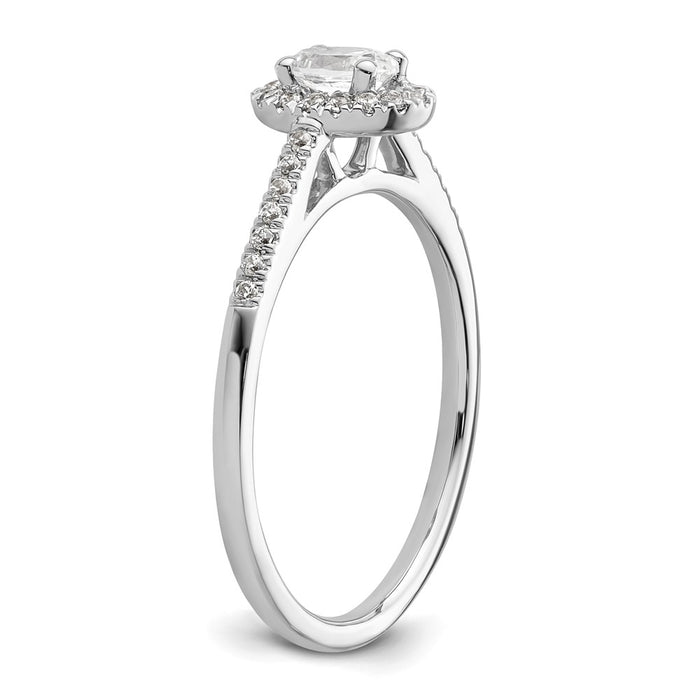 Exclusive 14K White Gold Halo Semi-Mount Engagement Ring - 1/4 Carat Oval & Diamond Accents-6