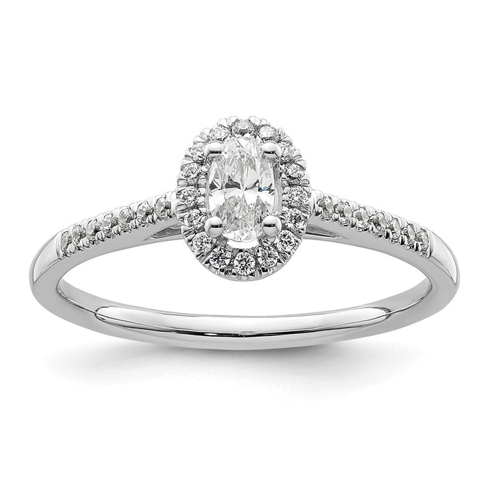 Exclusive 14K White Gold Halo Semi-Mount Engagement Ring - 1/4 Carat Oval & Diamond Accents-1